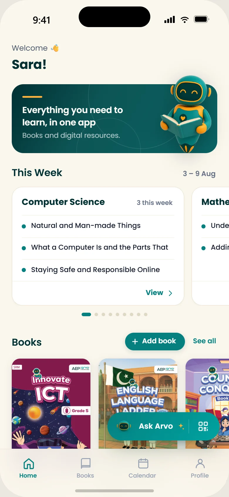 The student app — home